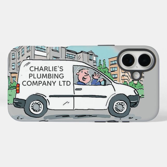 Coques Case-Mate iPhone Petite Entreprise avec Nom. Homme et Fourgonnette (Verso (horizontal))