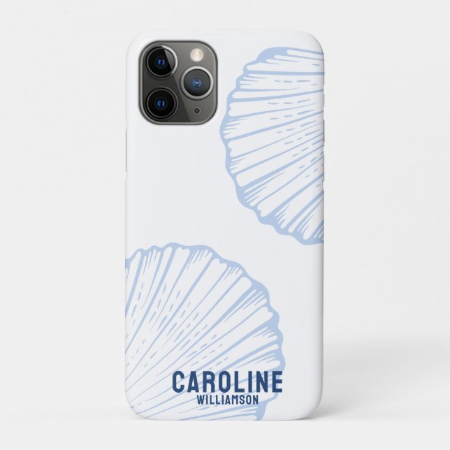 Coques Case-Mate iPhone Petite-fille côtière coquillage bleu marine (Dos)