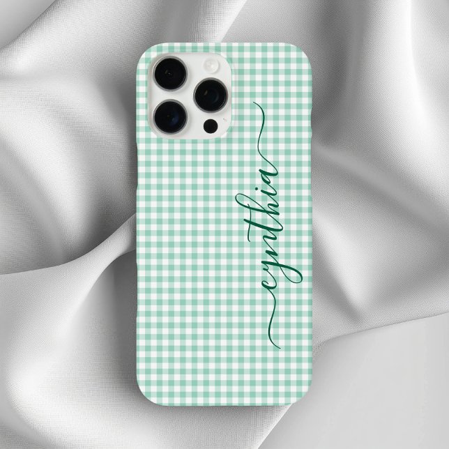 Coques Case-Mate iPhone Petite Lumière Signature Gingham Sarcelle (Tiny Light Teal Gingham Signature Case-Mate iPhone Case)