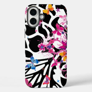 Coque Pour iPhone 16 Plus Petite princesse noir et blanc mignon papillons
