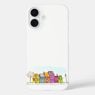 Coque Pour iPhone 16 Petite rangée de maisons colorées