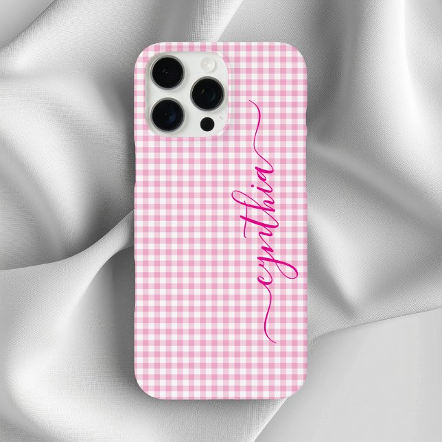 Coques Case-Mate iPhone Petite signature gingham rose pâle (Tiny Pale Pink Gingham Signature Case-Mate iPhone Case)