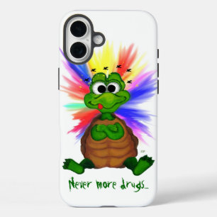 Coque Pour iPhone 16 Plus Petite Tortue, Jamais plus de drogues !
