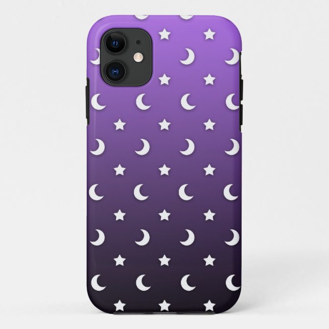 Coques Case-Mate iPhone Petites Étoiles et Lunes sur Fond Pourpre (Dos)