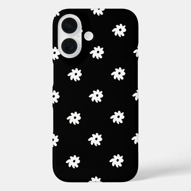 Coques Case-Mate iPhone Petites fleurs blanches en noir (Verso)