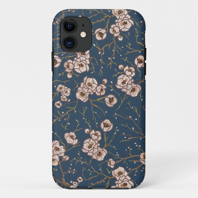 Coques Case-Mate iPhone Petites fleurs bleu clair motif (Dos)
