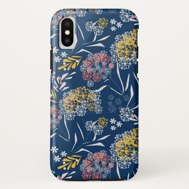 Coques Case-Mate iPhone Petites fleurs mignonnes bleu marine vi (Dos)