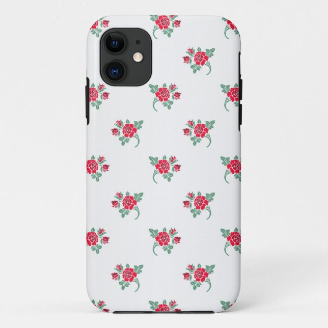 Coques Case-Mate iPhone Petites roses rouges sur fond blanc (Dos)