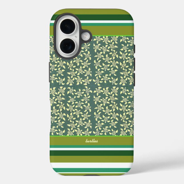 Coques Case-Mate iPhone Petites tortues motif vert (Verso)