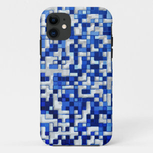 Case-Mate iPhone Case Petits carrés, tons bleus avec blanc