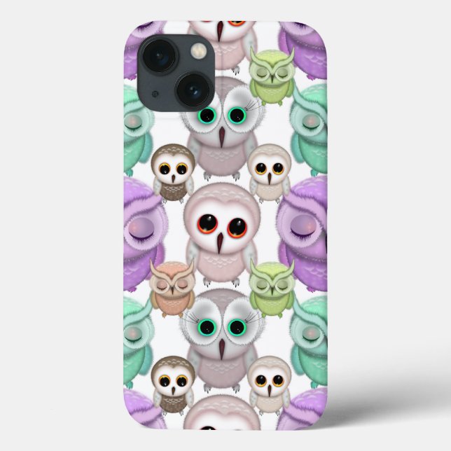 Coques Case-Mate iPhone Petits hiboux mignons aux couleurs pastel (Verso)
