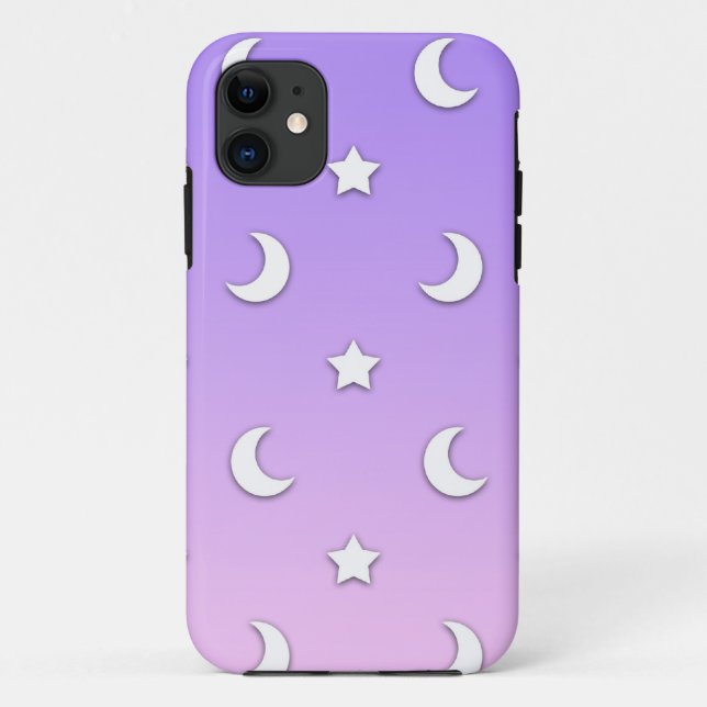 Coques Case-Mate iPhone Petits motifs d'étoiles et de lunes blanches (Dos)