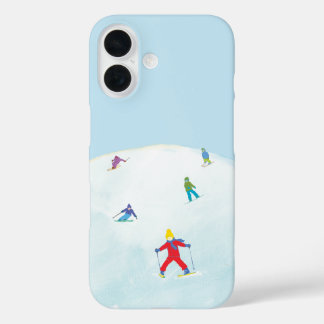 Coque Pour iPhone 16 Petits Skieurs Sur Snowy Hill