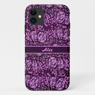 Coques Pour iPhone Petroglyphes violets (personnalisable)