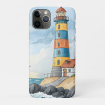 Phare aquarelle coloré