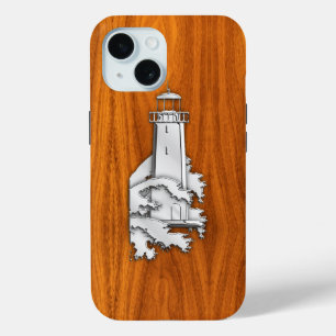 Coque Case-Mate iPhone Phare Chrome Nautique sur bois de teck Imprimer