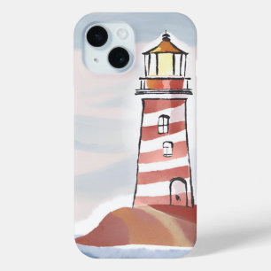 Coque Case-Mate iPhone Phare Classique Aquarelle d'eau côtière océaniqu