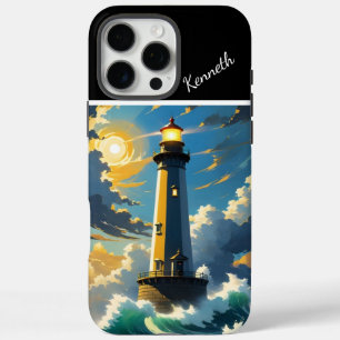 Coque iPhone 16 Pro Max Phare côtier au coucher du soleil