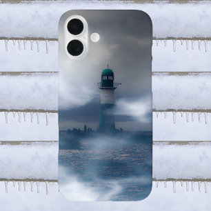 Coque Pour iPhone 16 Plus Phare dans la tempête - Mer Baltique