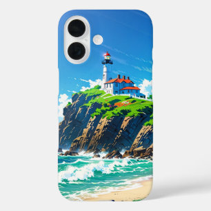 Coque Pour iPhone 16 Phare d'été au bord de la mer