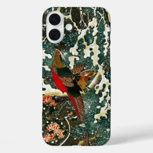 Coque Pour iPhone 16 Plus Pheasants à Snow, Pine Tree, Roses, Japanese Flora