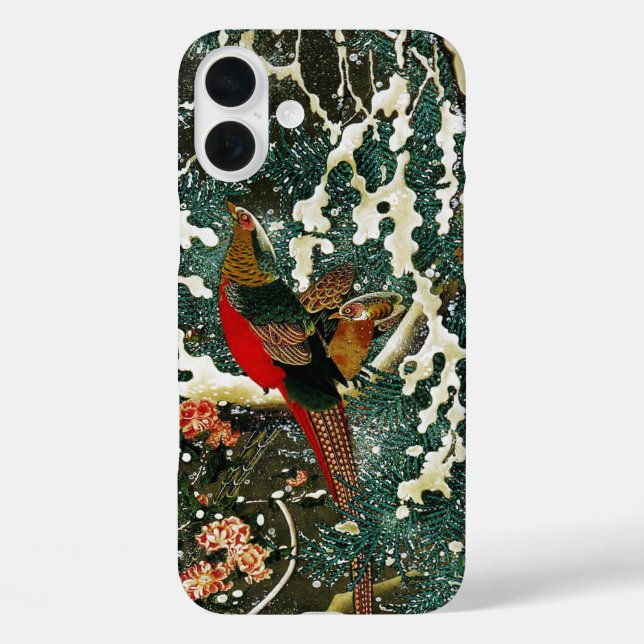 Coques Case-Mate iPhone Pheasants à Snow, Pine Tree, Roses, Japanese Flora (Verso)