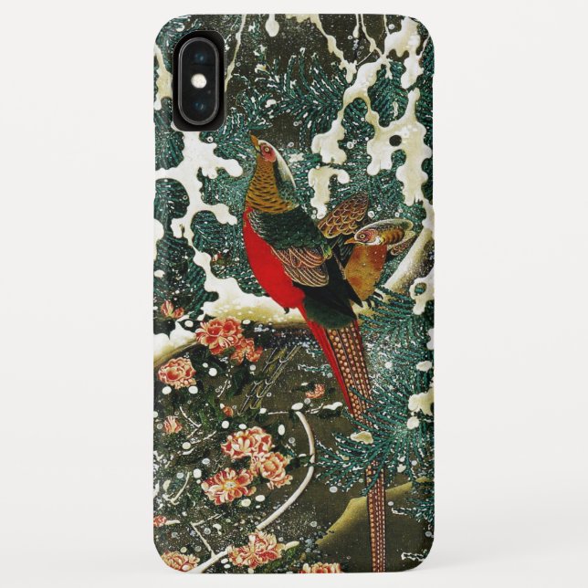 Coques Case-Mate iPhone Pheasants à Snow, Pine Tree, Roses, Japanese Flora (Dos)