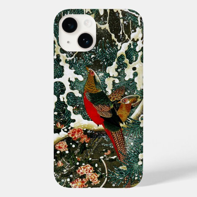 Coques Case-Mate iPhone Pheasants à Snow, Pine Tree, Roses, Japanese Flora (Verso)