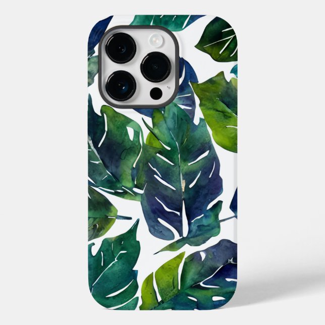 Coques Case-Mate iPhone Philodendron vert et bleu du feuillage Botanique (Verso)