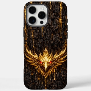 Coque iPhone 16 Pro Max Phoenix en Or Liquide Écorce Dorée 