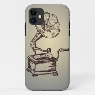 Coque iPhone 11 Phonographe Vintage unique. Gramophone de style ré