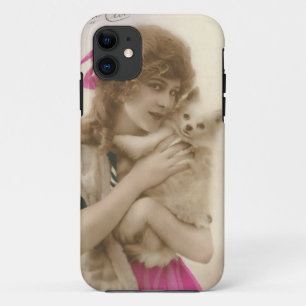 Coque iPhone 11 Photo antique Victorian Woman and Dog
