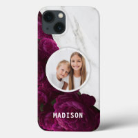 Photo Chic Moderne Purple Marbre Floral Nom Person