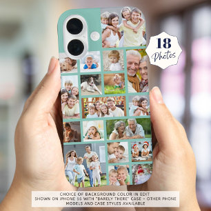 Coque Pour iPhone 16 Photo Collage 18 Photos Couleur personnalisée Mint