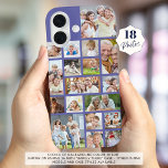 Coque Pour iPhone 16 Photo Collage 18 Photos Couleur personnalisée viol<br><div class="desc">Transportez 18 de vos photos préférées sur ce boîtier de téléphone portable couleur arrière - plan personnalisé en utilisant ce modèle de collage photo facile à télécharger avec une variété de formes et de tailles. Modifiez la couleur arrière - plan violet lavande dans EDIT. OPTIONS TÉLÉPHONIQUES : L'exemple est affiché...</div>