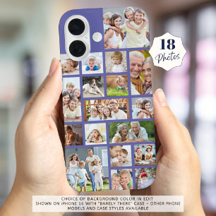Coque Pour iPhone 16 Photo Collage 18 Photos Couleur personnalisée viol