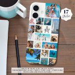 Coque Pour iPhone 16 Photo Collage Monogramme Nom 17 Photos Blanc<br><div class="desc">Portez 17 de vos photos préférées sur ce boîtier de téléphone portable couleur arrière - plan personnalisé avec un collage photo de différentes formes et tailles et personnalisées avec votre monogramme et nom dans une police de script moderne sur la première (montré en noir et gris sur un arrière -...</div>