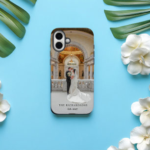 Coque Pour iPhone 16 Plus Photo Couple personnalisée avec nom et Mariage de 
