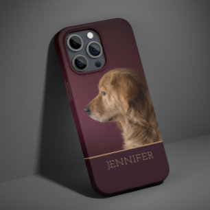 Coque Case-Mate iPhone Photo de chien personnalisé avec nom Golden Retrie