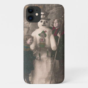 Case-Mate iPhone Case Photo de Christmas Girls et Snowman Vintage