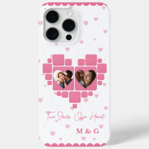 Coque Case-Mate iPhone Photo de cœur rose et monogrammes personnalisés