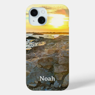 Coque Case-Mate iPhone Photo de coucher de soleil doré et océan au crépus