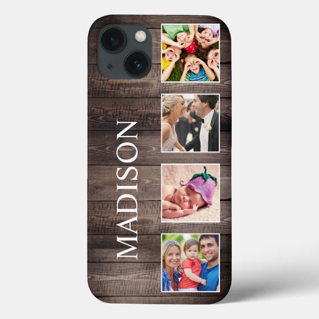 Coques Case-Mate iPhone Photo de Custom Collage Rustic Farmhouse Family (Verso)