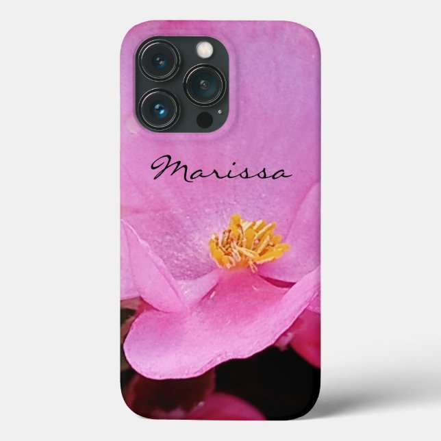 Coques Case-Mate iPhone Photo de Elegant Pink Flower Name (Verso)