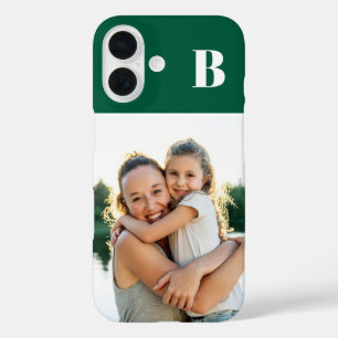Coque Pour iPhone 16 Photo de famille Monogramme Hunter Green