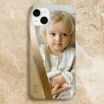 Coque Case-Mate iPhone Photo de la bande d'or moderne Sleek avec monogram<br><div class="desc">Élevez votre étui téléphonique avec ce design moderne élégant avec bordure inclinée simple et brillante de dégradé et faux or métallique avec champ de texte pour votre nom ou monogramme.</div>