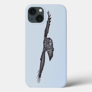 Etui iPhone 13 Photo de la faune de la grande chouette grise