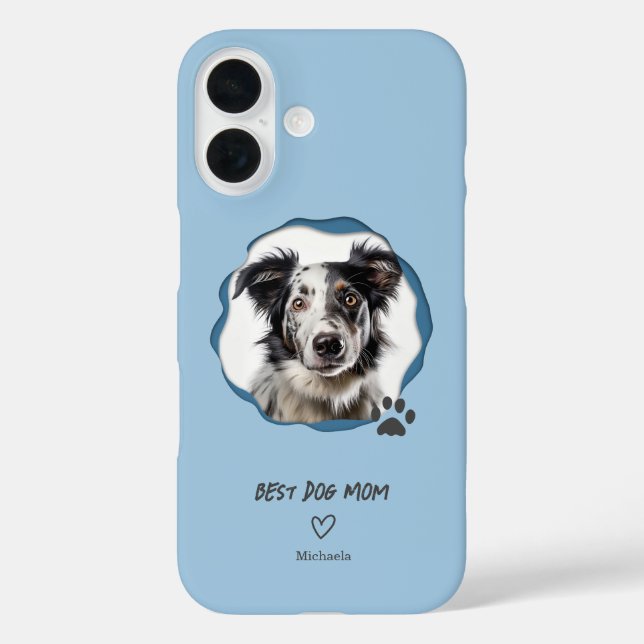 Coques Case-Mate iPhone Photo de la meilleure maman de chien bleue (Verso)