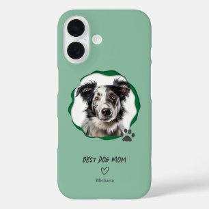 Coque Pour iPhone 16 Photo de la meilleure maman de chien verte