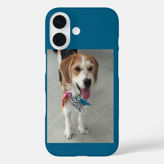Coques Case-Mate iPhone Photo de l'animal & Nom blanc, Bleu (Verso)